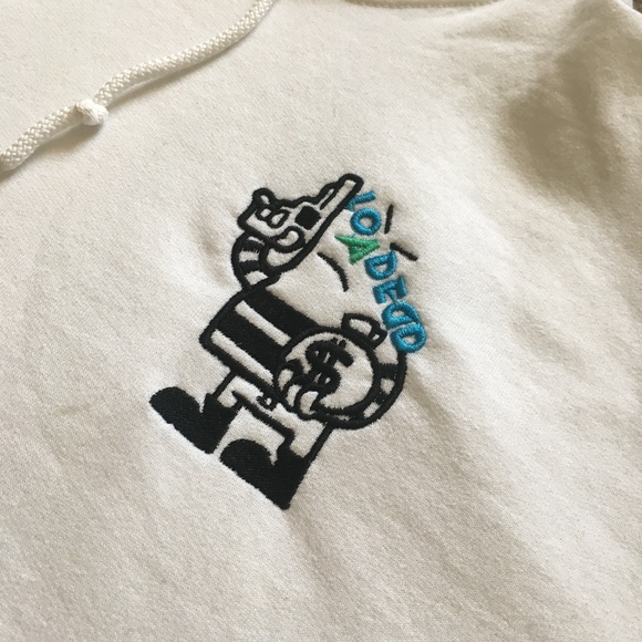 Unisex White Embroidery Loaded Hoodie - Picture 1 of 2